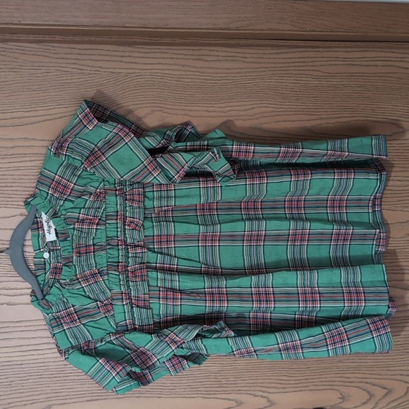 "The Fern" Green Plaid Shirred Yoke Flutter Sleeve Top - Picture 4 of 6